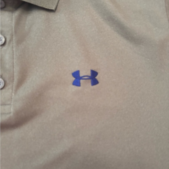 Under Armour HeatGear Polo Shirt XL Gray Loose Fit Patriotic Flag Sleeve - Picture 2 of 5